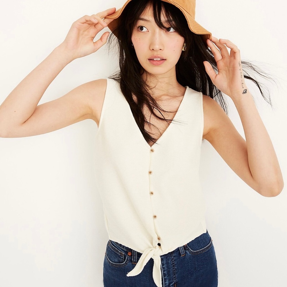 Madewell - Texture & Thread Button-Front Tie Tank Top / Size XL